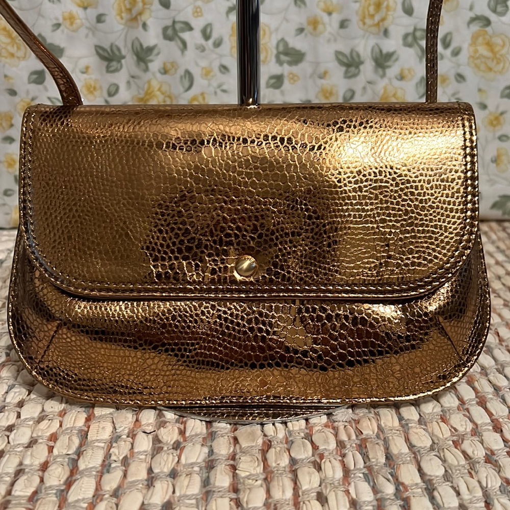 HOBO Metallic Bronze Textured Crossbody Bag